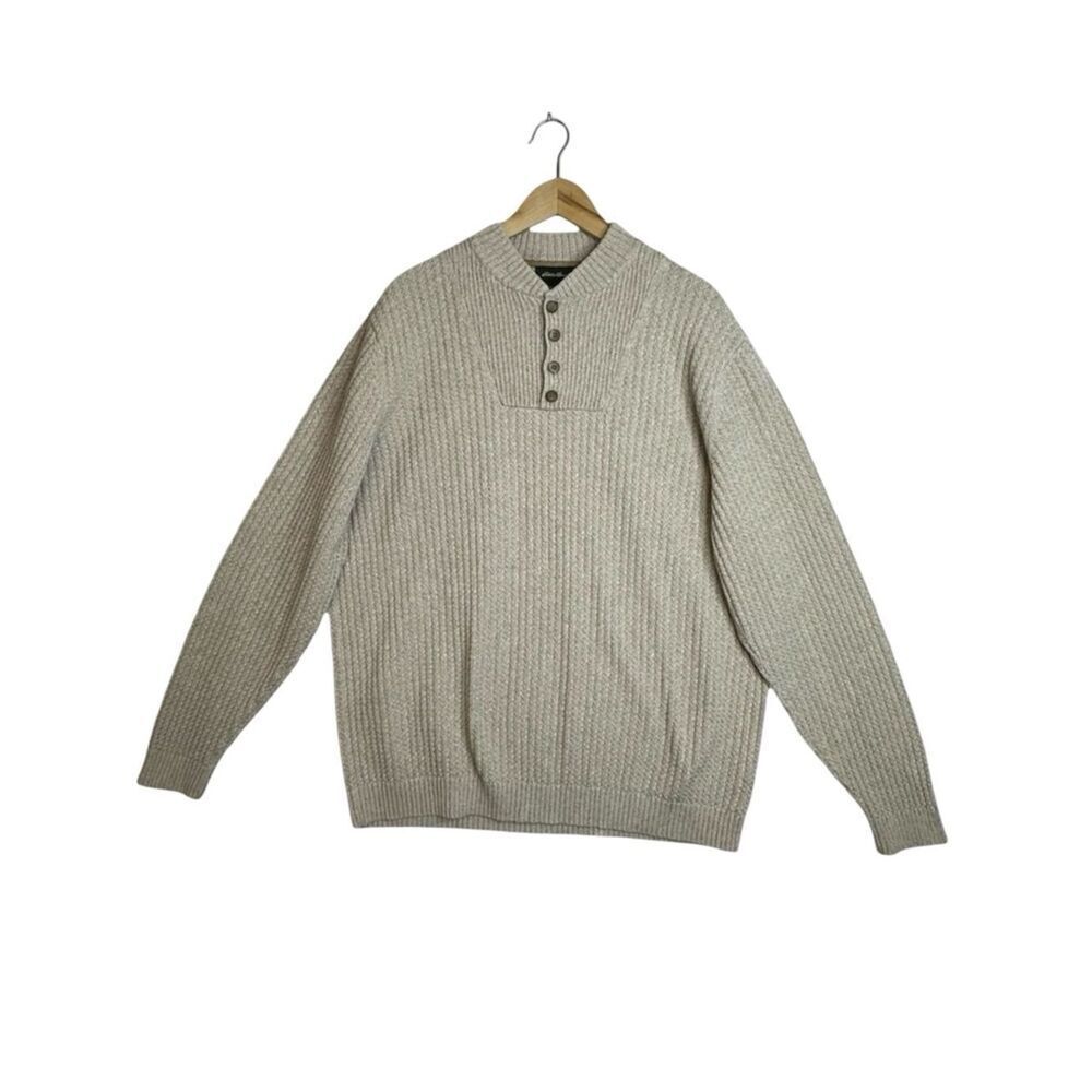 Eddie Bauer Y2K  100% Cotton Beige Sweater Size XL TALL